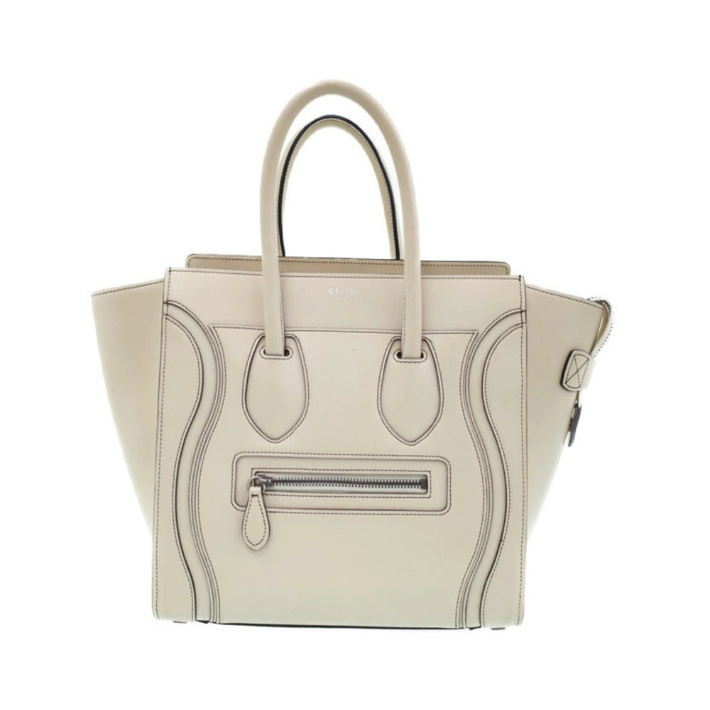 Celine Debossed Shopper Tote Bag White